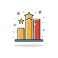 Stylized Bar Chart with Star Accolades Graphic Showing Progress Achievement Royalty Free Stock Photo