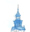 Stylized Baroque Architecture Style Element Lviv City Landscape - Temple Bell Tower