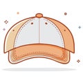 Stylized baseball cap illustration in peach and white, outlined in brown, isolated on white backdrop with decorative Royalty Free Stock Photo