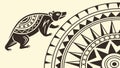 Stylized Bear and Abstract Tribal Pattern Design Element, vector design Generative AI Royalty Free Stock Photo