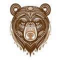Stylized Bear face. Hand Drawn doodle vector illustration isolated on white background.