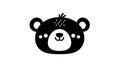 Stylized bear face illustration in black and white, featuring a rou Royalty Free Stock Photo