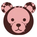 Stylized bear face illustration featuring a symmetrical design with a pink and brown Royalty Free Stock Photo