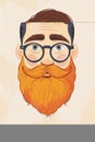 Stylized Bearded Man with Glasses, Charming and Trendy Male Portrait Illustration. Fathers day concept Royalty Free Stock Photo