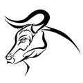 Stylized, beautiful Taurus, bull in lines for a tattoo or logo