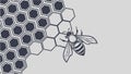 Stylized Bee Near Honeycomb Pattern Vector Illustration, vector design Generative AI Royalty Free Stock Photo