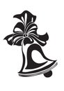 Stylized bell with bow in black color, tattoo, isolated object on white background, vector illustration Royalty Free Stock Photo
