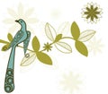 Stylized bird on branch