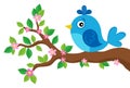 Stylized bird on spring branch theme 3