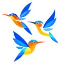 Stylized Birds in flight - Kingfishers Royalty Free Stock Photo