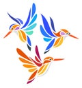 Stylized Birds in flight - Kingfishers Royalty Free Stock Photo