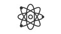 A stylized black atom icon with orbiting electrons.