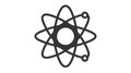 A stylized black atom icon with orbiting electrons.