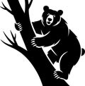 Stylized Black Bear Climbing a Tree, Vector Illustration Royalty Free Stock Photo