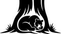 Stylized Black Bear Resting Underneath a Tree Trunk Royalty Free Stock Photo