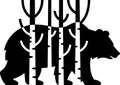 Stylized Black Bear Silhouette Among Birch Trees Royalty Free Stock Photo