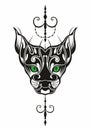 Stylized Black cat  sign shape. Tattoo cat. Vector illustration Royalty Free Stock Photo