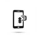 Stylized black 3D smartphone icon with a hashtag symbol and a speech bubble Royalty Free Stock Photo
