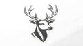 Stylized black deer head silhouette on white background Royalty Free Stock Photo