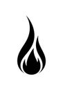 Stylized black flame icon with curved Royalty Free Stock Photo