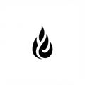 Stylized black flame icon depicted on a white background. The design features smooth, Royalty Free Stock Photo