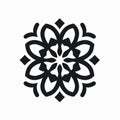 Black And White Flower Circle Icon: Islamic Calligraphy Inspired Design Royalty Free Stock Photo