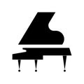 Stylized black Grand piano on a white background. Vector flat design.