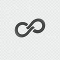 A stylized black infinity symbol with a sleek, continuous loop design. The symbol is Royalty Free Stock Photo