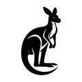 Stylized Black Kangaroo Silhouette Logo Royalty Free Stock Photo