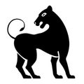 Stylized black lioness. Lion silhouette. Vector isolated on a white background.
