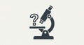 A stylized black microscope icon on a white background features a prominent question Royalty Free Stock Photo