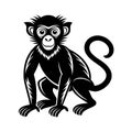 Stylized Black Monkey Sitting with Curled Tail Royalty Free Stock Photo