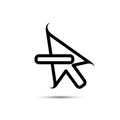 Stylized Black Outline of a Computer Mouse Cursor with a Minus Symbol computer cursor pointer Royalty Free Stock Photo