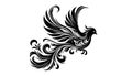 A stylized black phoenix design is depicted, characterized by orna Royalty Free Stock Photo
