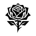 Stylized black rose silhouette with sharp geometric petals and stem design Royalty Free Stock Photo