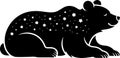 Stylized Black Bear Silhouette with Starry Pattern Royalty Free Stock Photo