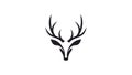 Stylized black silhouette of a deer s head on a white background Royalty Free Stock Photo