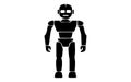 Stylized black silhouette of a humanoid robot standing straight isolated on white background Royalty Free Stock Photo