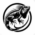 High-contrast iguana artwork emphasizing rugged features in clean design Royalty Free Stock Photo