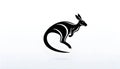 Stylized black silhouette of a kangaroo mid-jump, depicted with Royalty Free Stock Photo