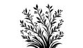 Stylized black silhouette of a leafy plant with multiple branches Royalty Free Stock Photo