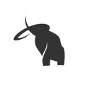 Stylized black silhouette of a mammoth on a white background