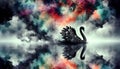 A stylized black swan with intricate patterns on its feathers glid Royalty Free Stock Photo