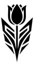 Stylized black tulip emblem with geometric petals and sharp angular leaves Royalty Free Stock Photo