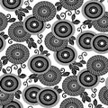 Stylized black and white asian floral design Royalty Free Stock Photo