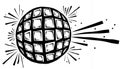 Stylized Black and White Disco Ball with Bursting Light Rays Royalty Free Stock Photo