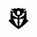 Stylized black and white emblem featuring a helmet-like design with sharp, angular lines. Royalty Free Stock Photo