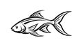 Stylized Black and White Fish Illustration Royalty Free Stock Photo