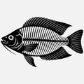 Stylized Black and White Fish Skeleton Illustration Royalty Free Stock Photo