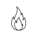 Stylized black and white flame icon outlined on a white background Royalty Free Stock Photo